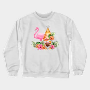 Summertime Gnome and Flamingo Crewneck Sweatshirt